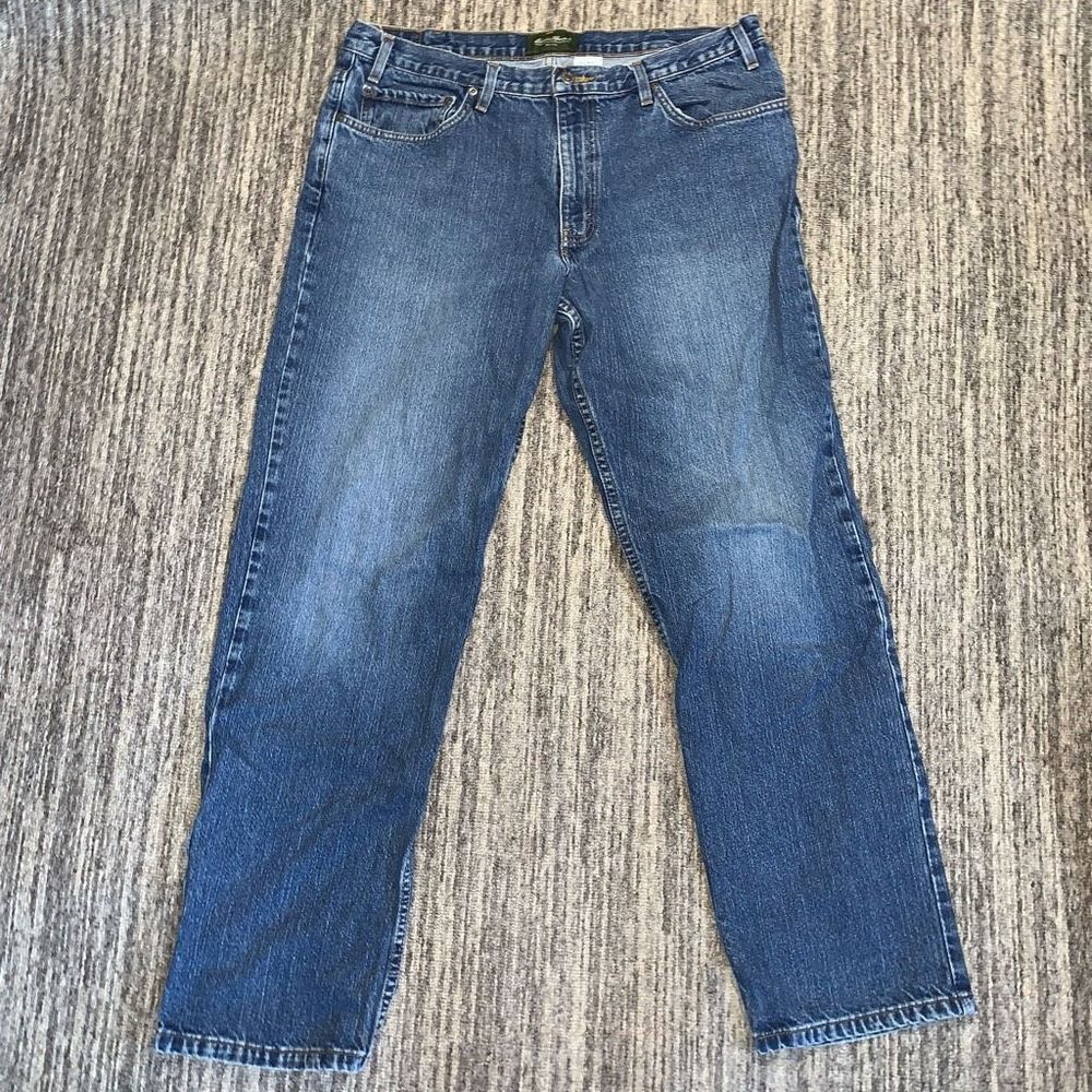 Vintage Eddie Bauer Men's 38x32 Classic Straight Leg Fit Blue Jeans Cotton Casua
